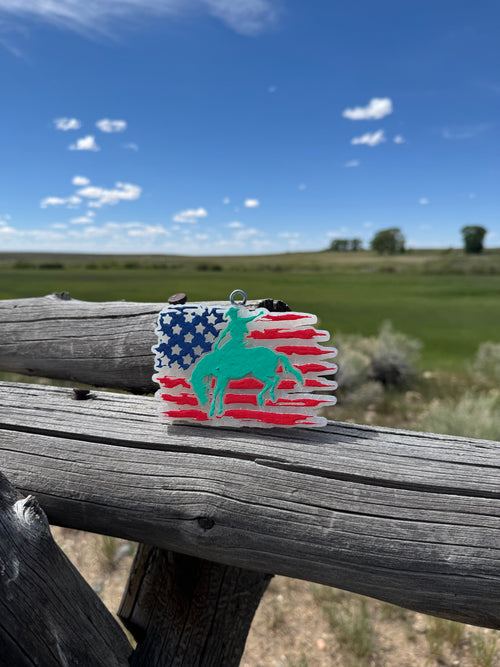 American Flag/ Bronco